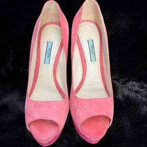 Prada Two-Tone Peep-Toe Platform